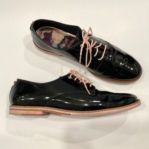 TED BAKER Loomi Hi Shine Brogue Patent Leather Shoe Black Size 7